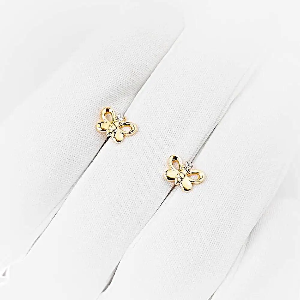 Серьги-продевки с фианитами из красного золота 375 пробы 1