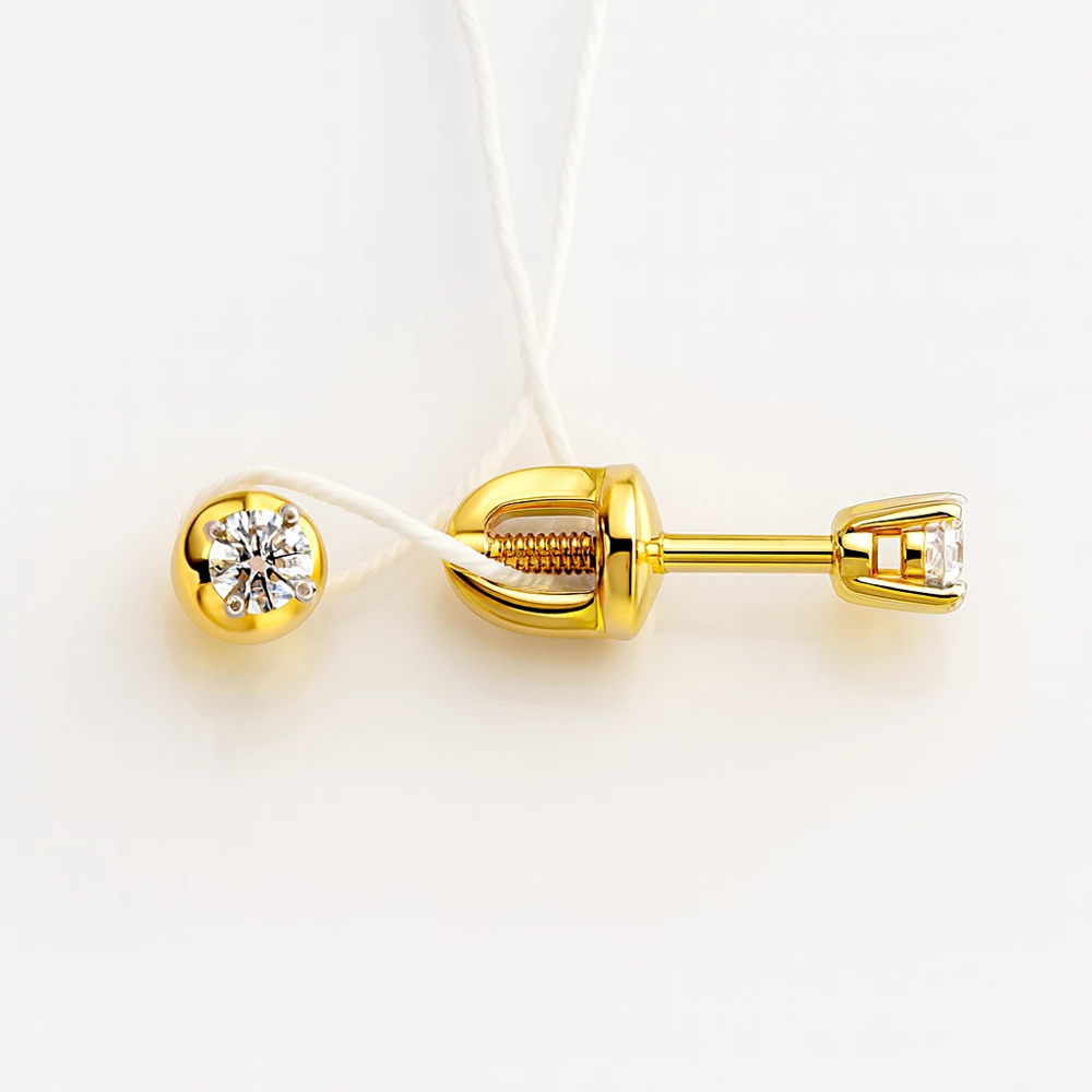 Серьги с фианитами из красного золота 585 пробы