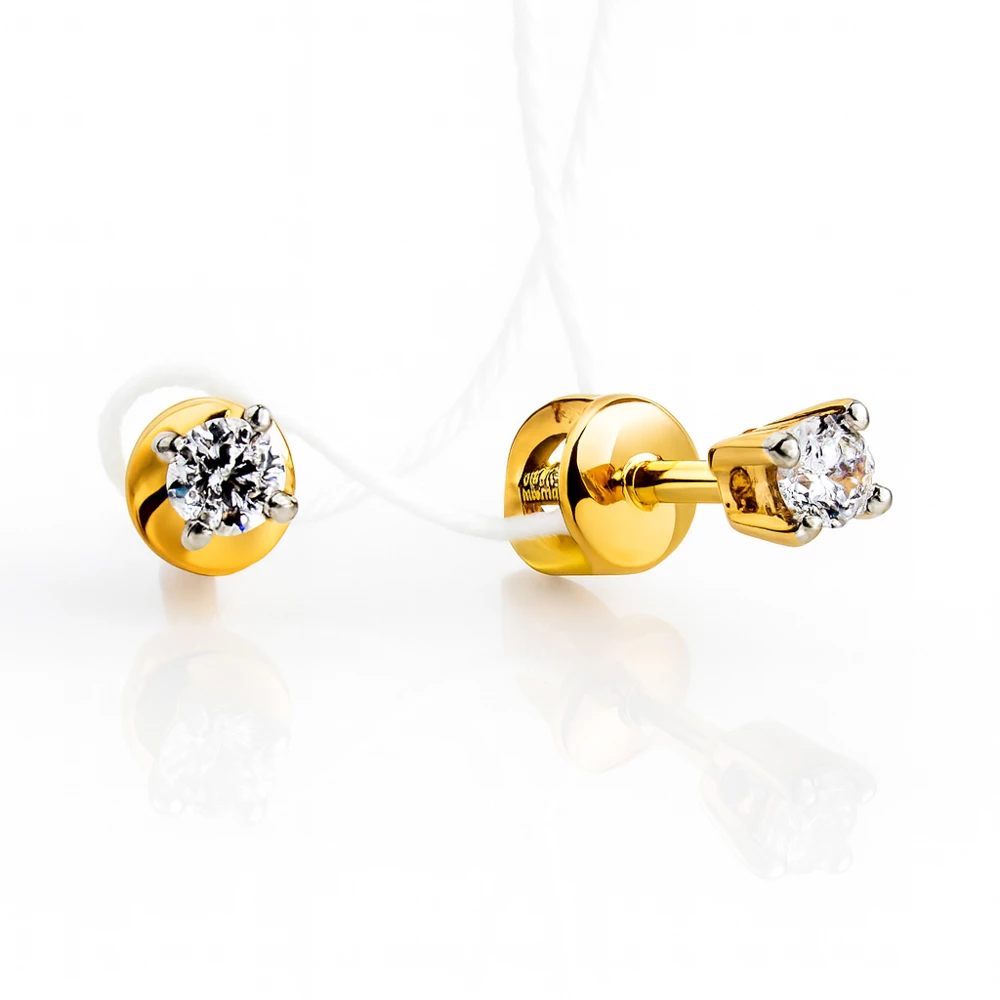 Серьги с фианитами из красного золота 585 пробы