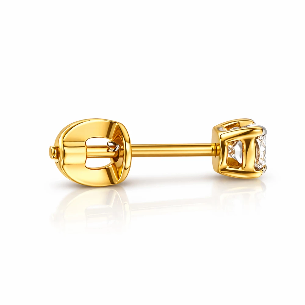 Серьга с фианитом из красного золота 585 пробы