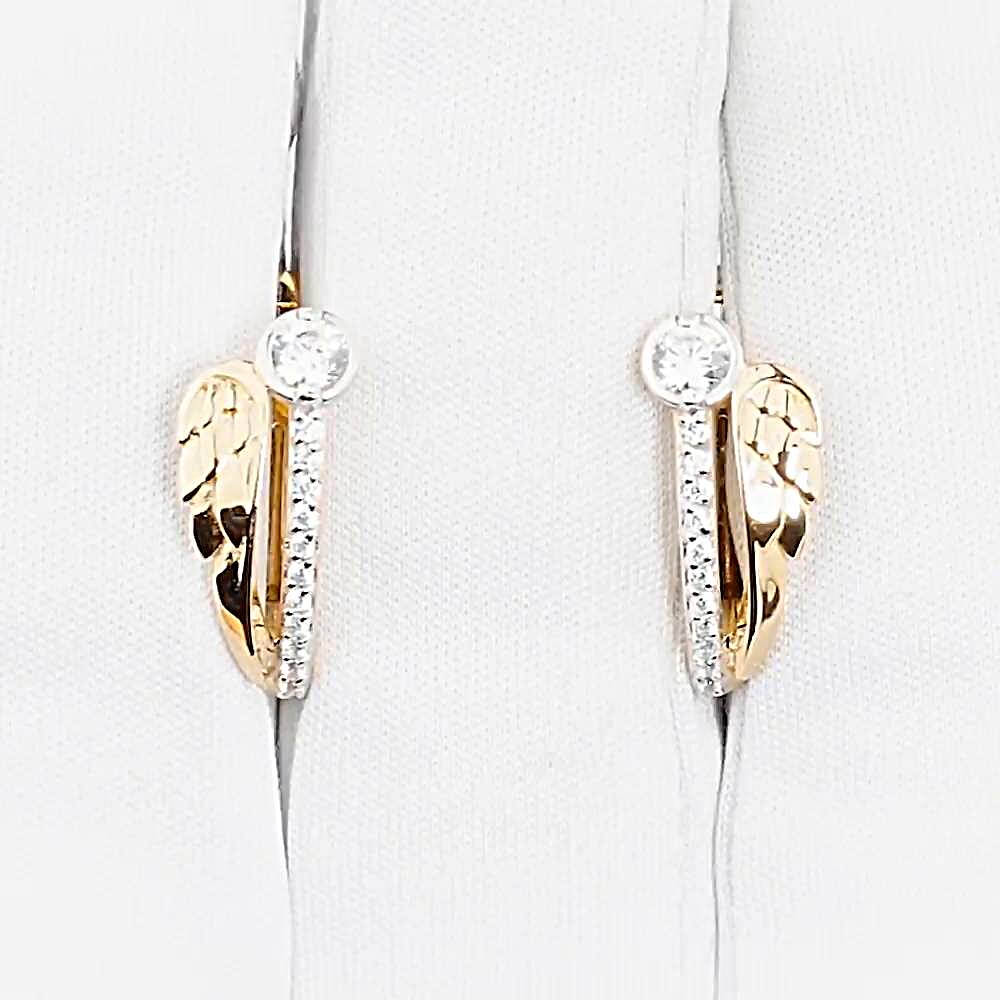 Серьги с фианитами из красного золота 585 пробы 1