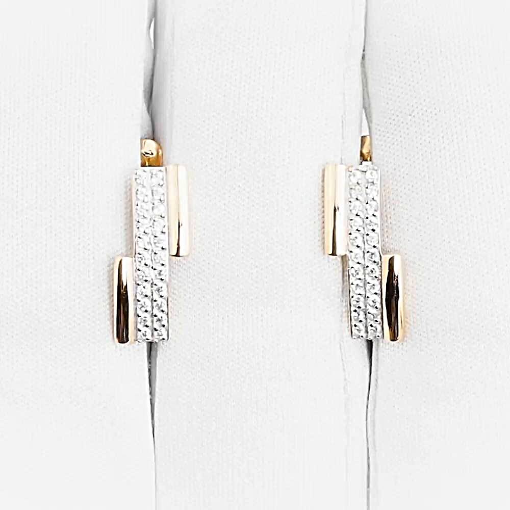 Серьги с фианитами из красного золота 375 пробы 1