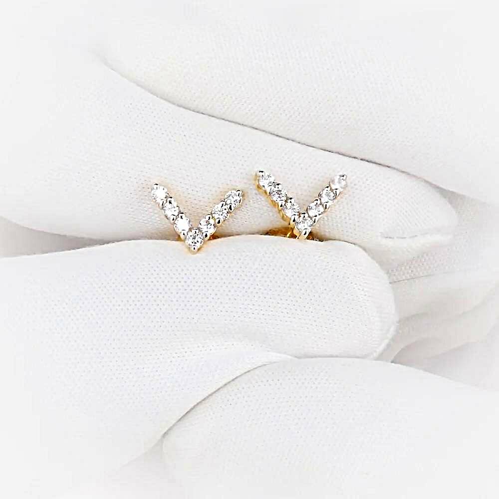 Серьги с фианитами из красного золота 585 пробы 1