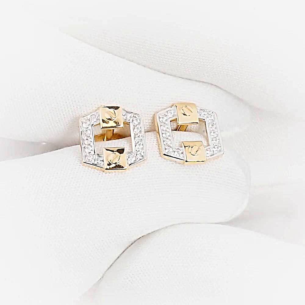 Серьги с фианитами из красного золота 585 пробы 1