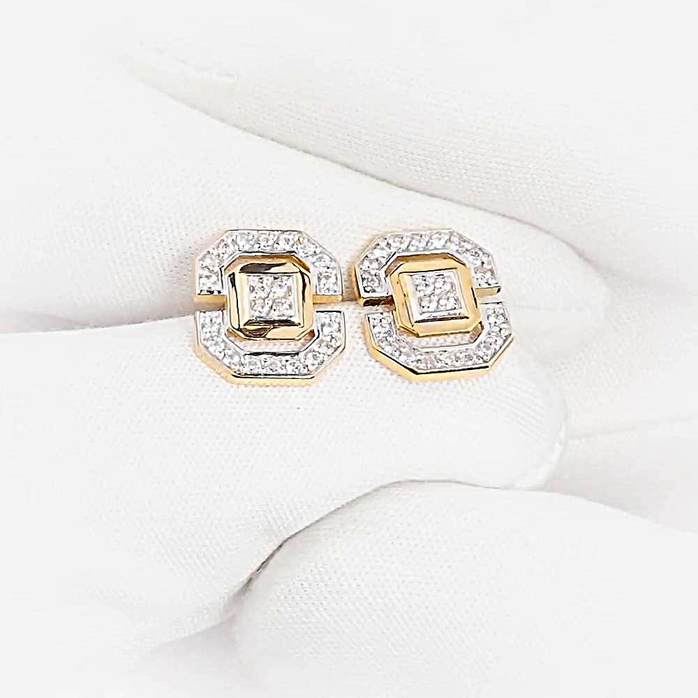 Серьги с фианитами из красного золота 585 пробы 1