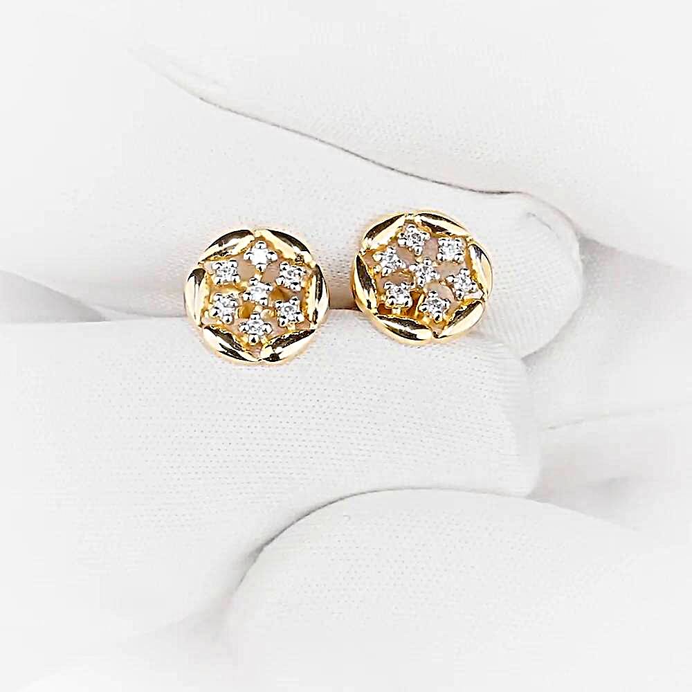 Серьги с фианитами из красного золота 375 пробы 1