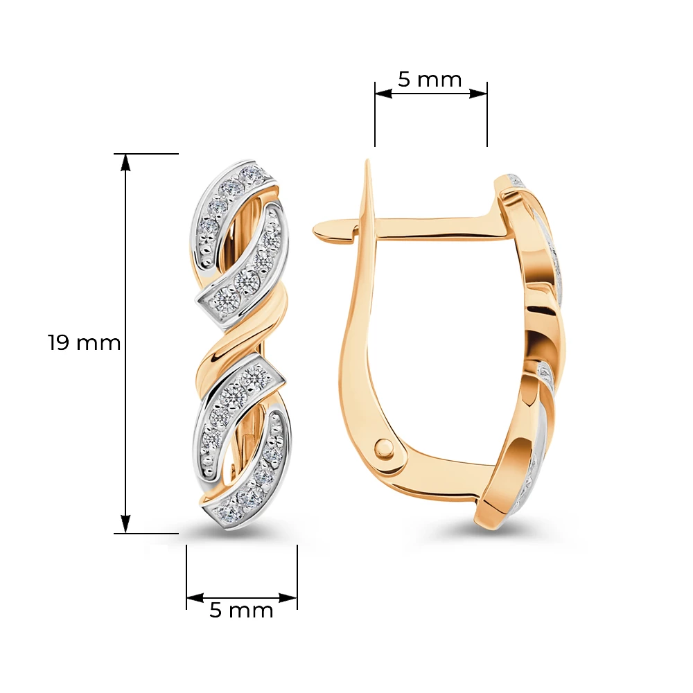 Серьги с фианитами из красного золота 585 пробы Серьги с фианитами из красного золота 585 пробы