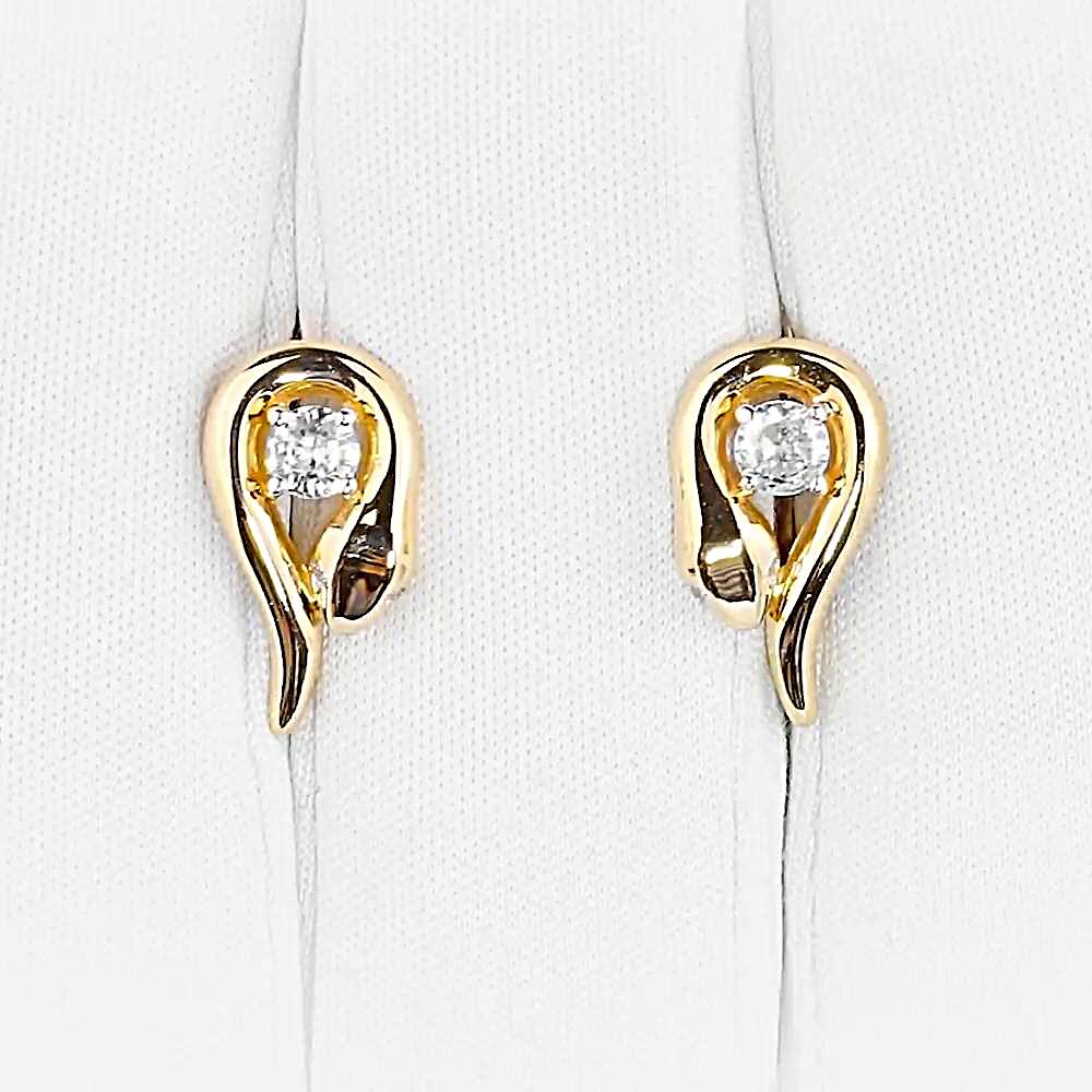 Серьги  Змея с фианитами из красного золота 375 пробы 1