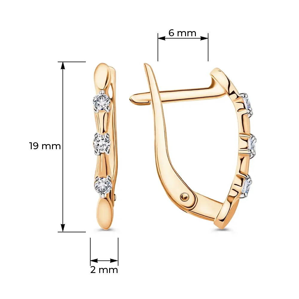 Серьги с фианитами из красного золота 375 пробы 4
