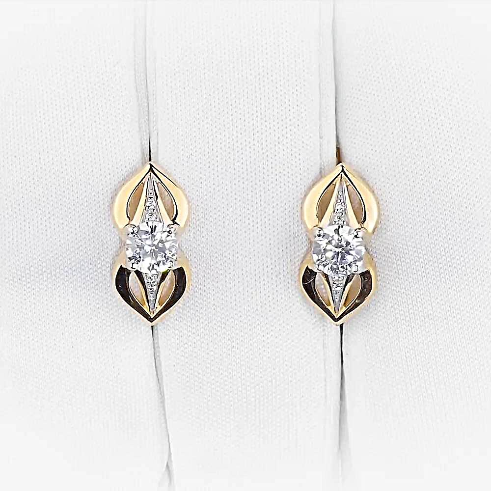 Серьги с фианитами из красного золота 375 пробы 1