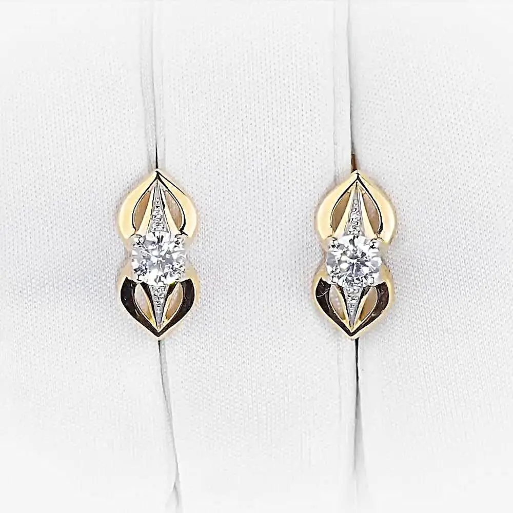 Серьги с фианитами из красного золота 375 пробы 2