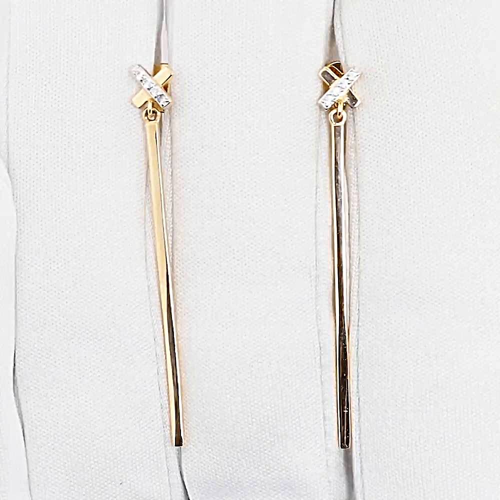 Серьги с фианитами из красного золота 585 пробы 1