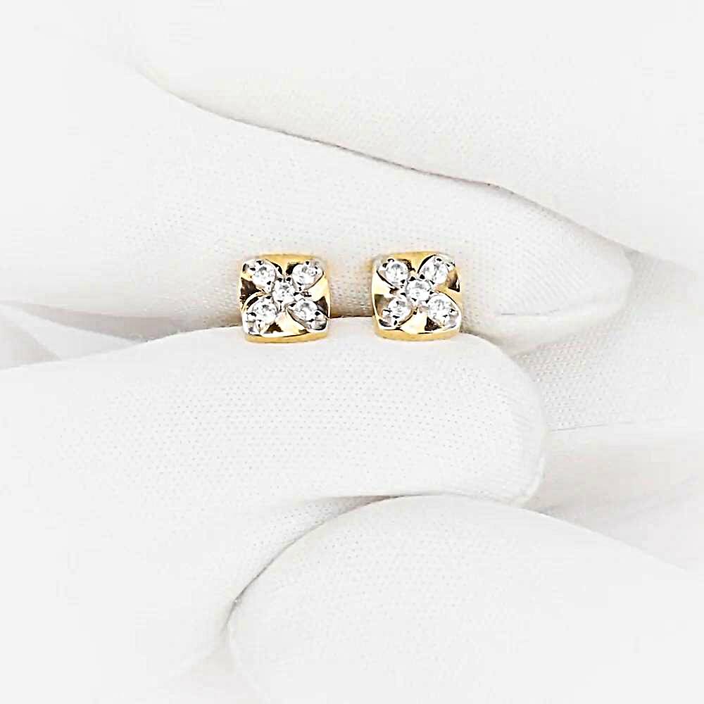 Серьги с фианитами из красного золота 375 пробы 1