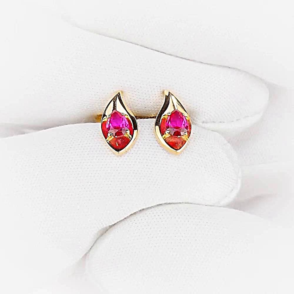 Серьги с фианитами из красного золота 375 пробы 1