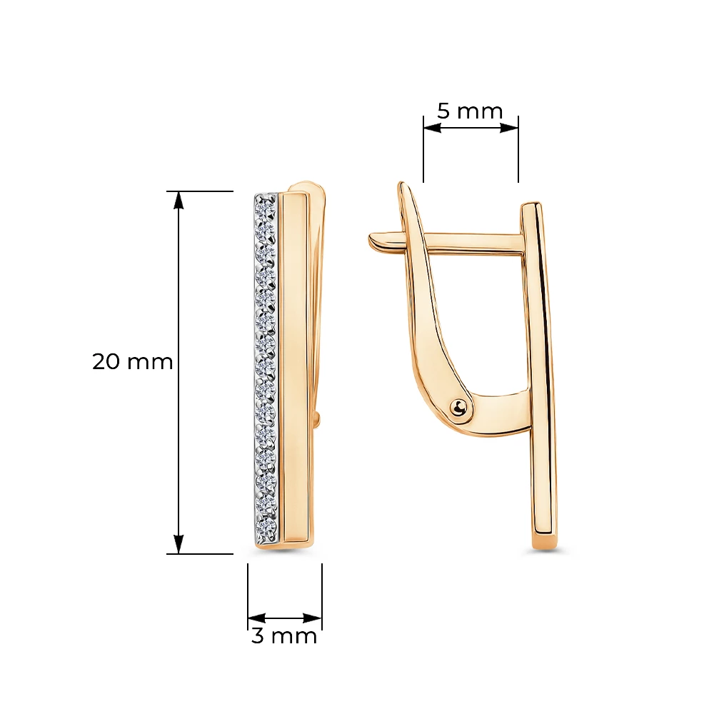 Серьги с фианитами из красного золота 585 пробы Серьги с фианитами из красного золота 585 пробы