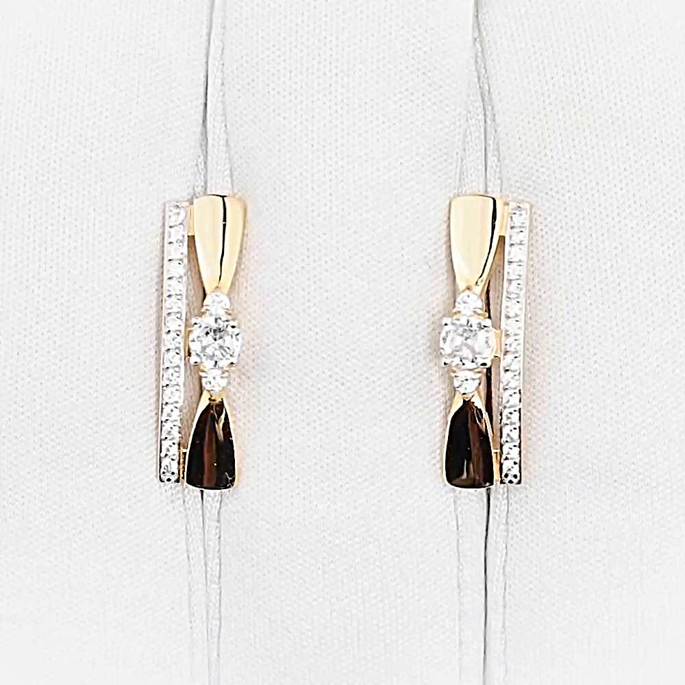 Серьги с фианитами из красного золота 585 пробы 1