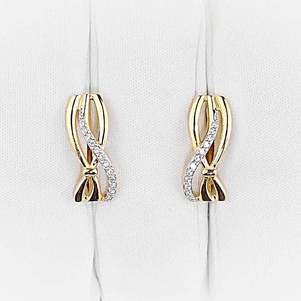 Серьги с фианитами из красного золота 585 пробы 1