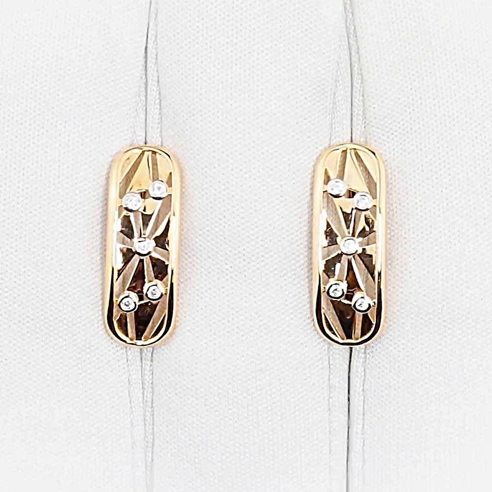 Серьги с фианитами из красного золота 585 пробы 1