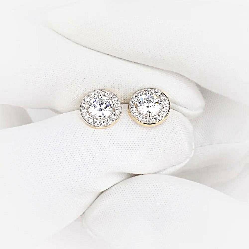 Серьги с фианитами из красного золота 585 пробы 1