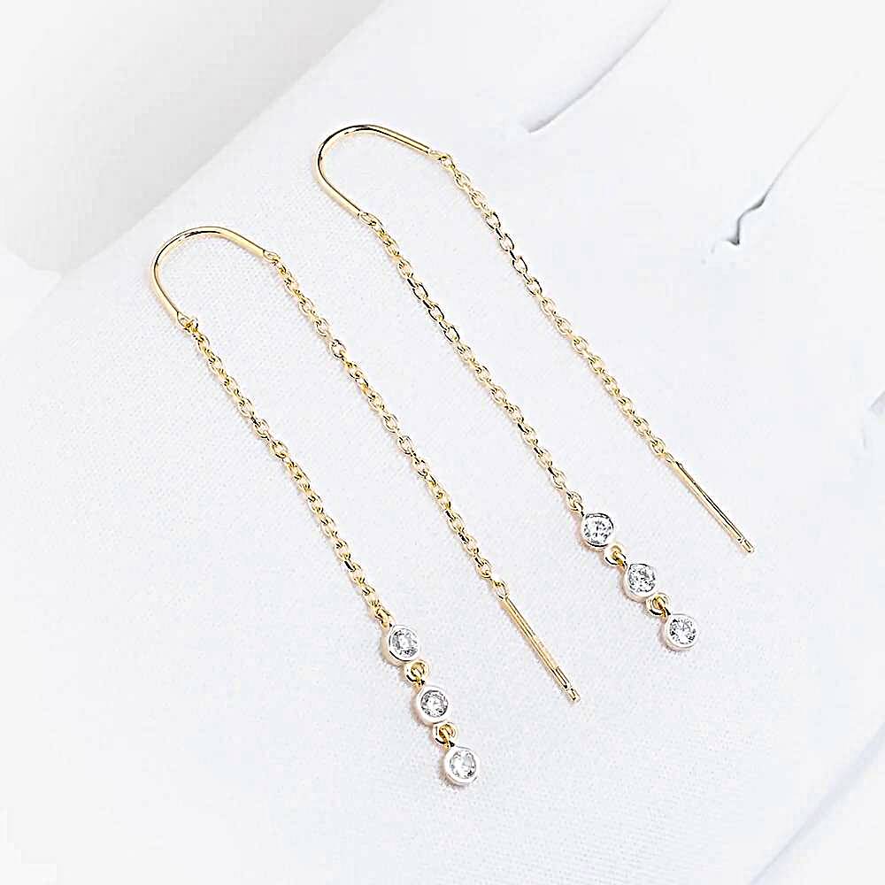 Серьги с фианитами из красного золота 585 пробы 1