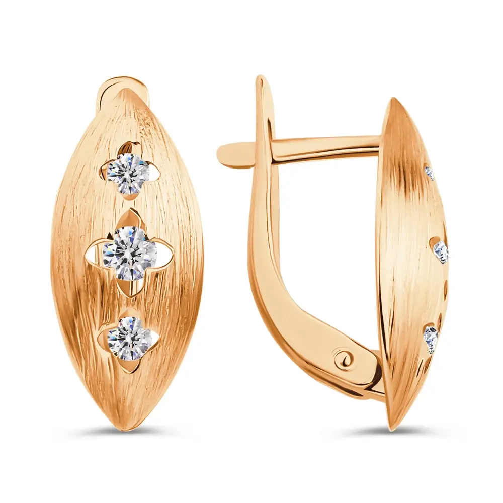 Серьги с фианитами из красного золота 585 пробы 3
