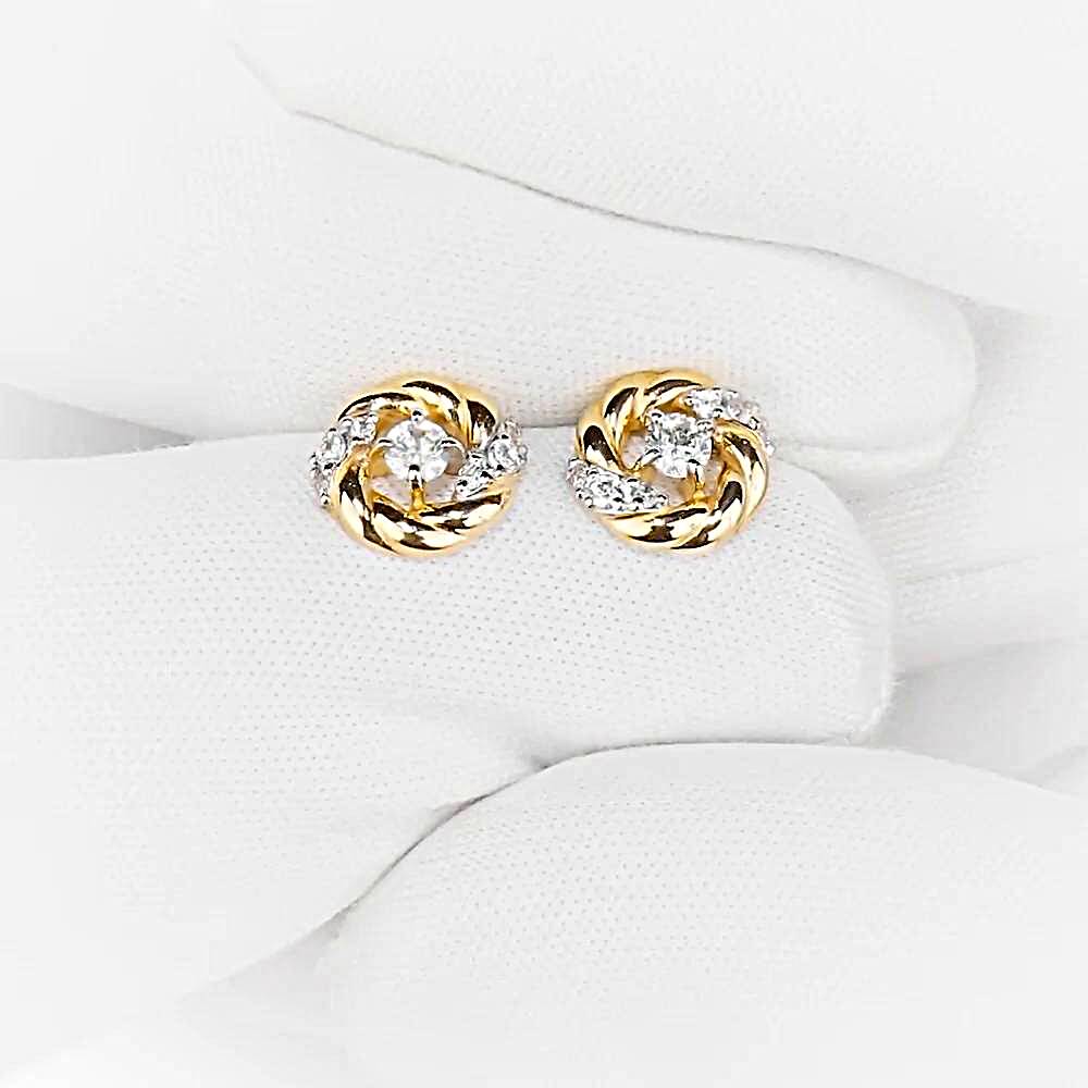 Серьги с фианитами из красного золота 585 пробы 1