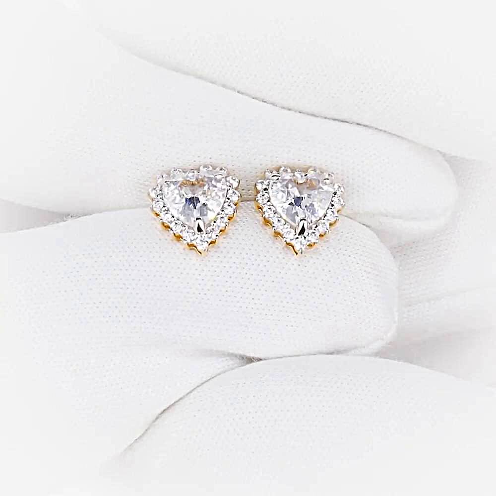 Серьги с фианитами из красного золота 585 пробы 1