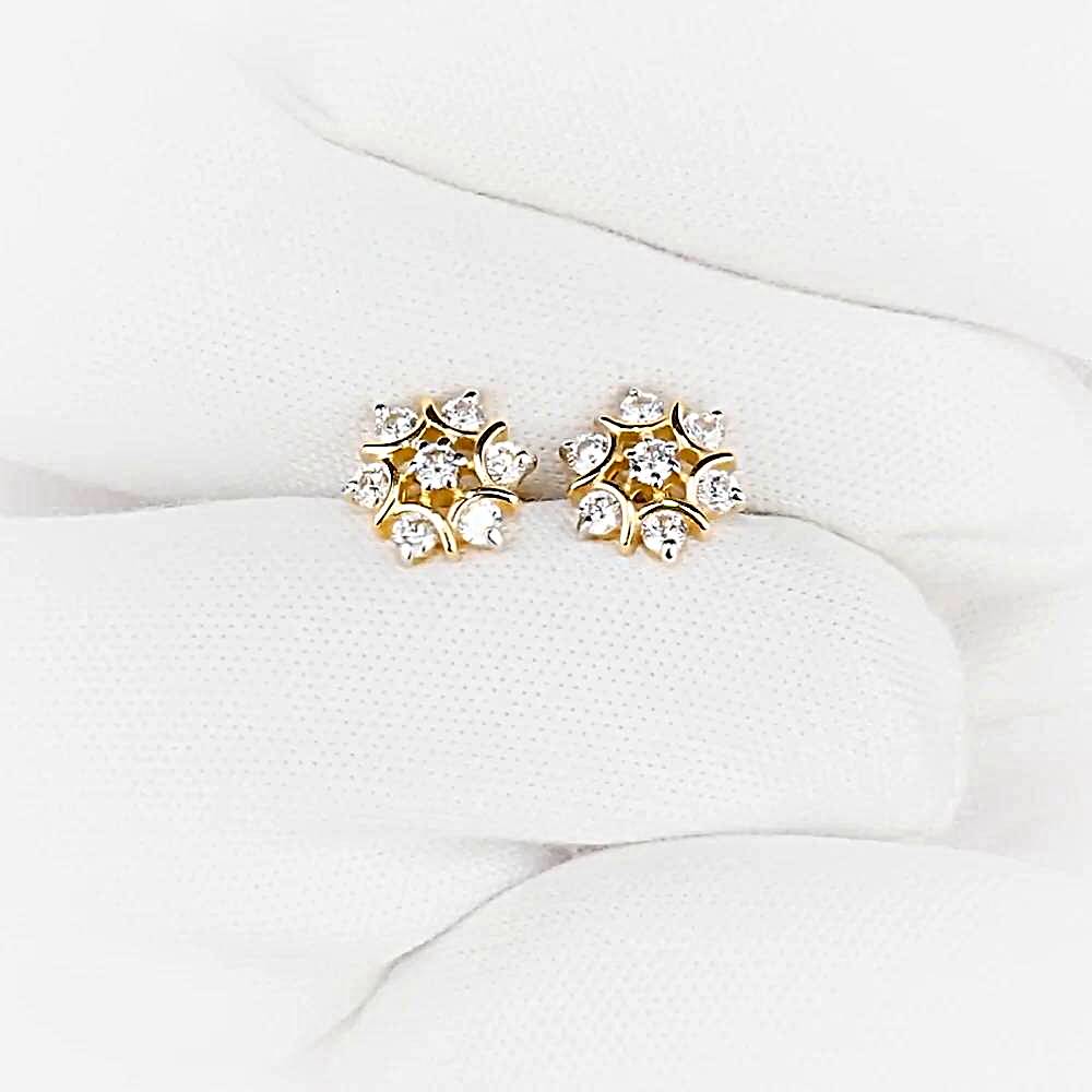 Серьги с фианитами из красного золота 585 пробы 1