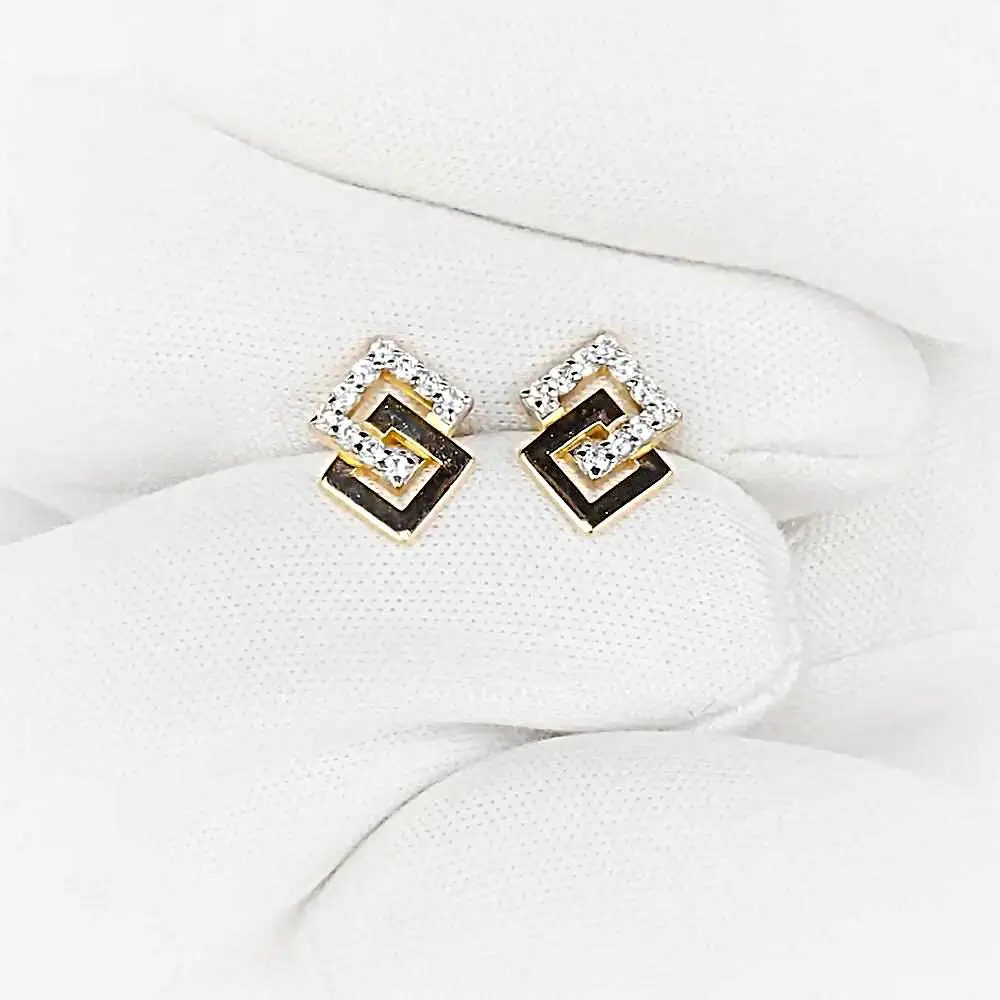 Серьги с фианитами из красного золота 585 пробы 2