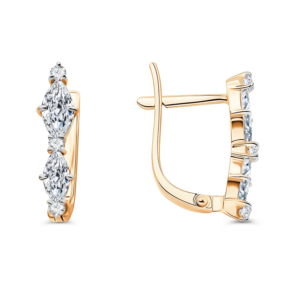 Серьги с фианитами из красного золота 585 пробы 3