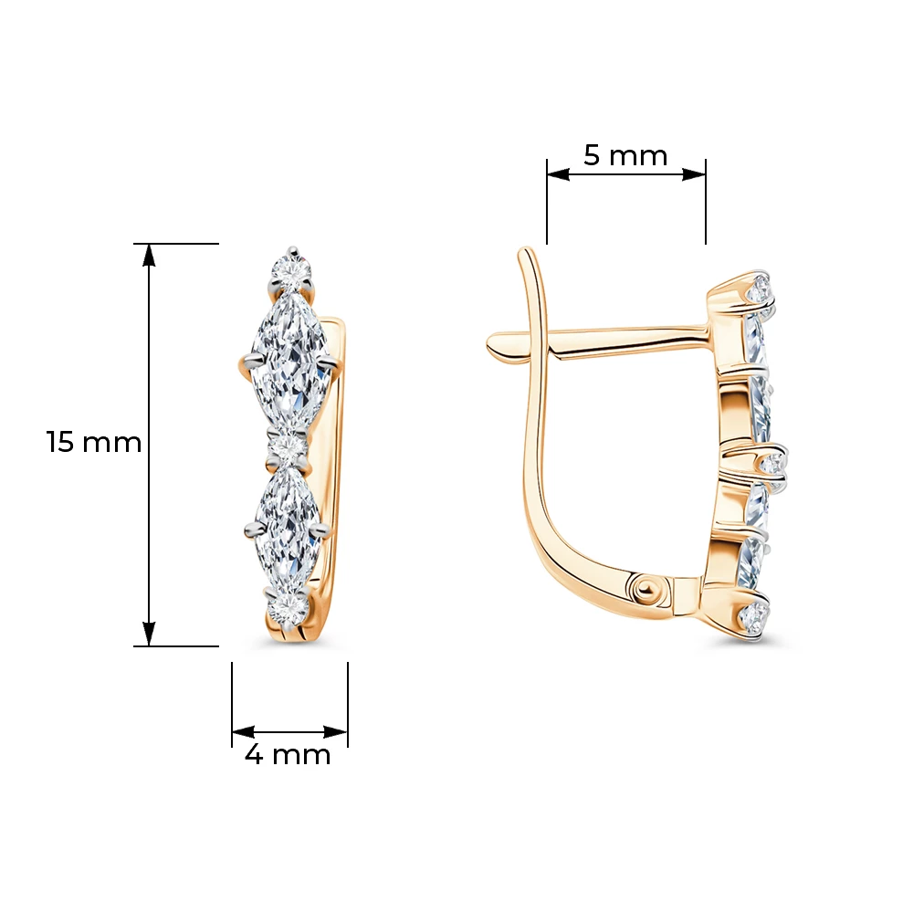 Серьги с фианитами из красного золота 585 пробы 4