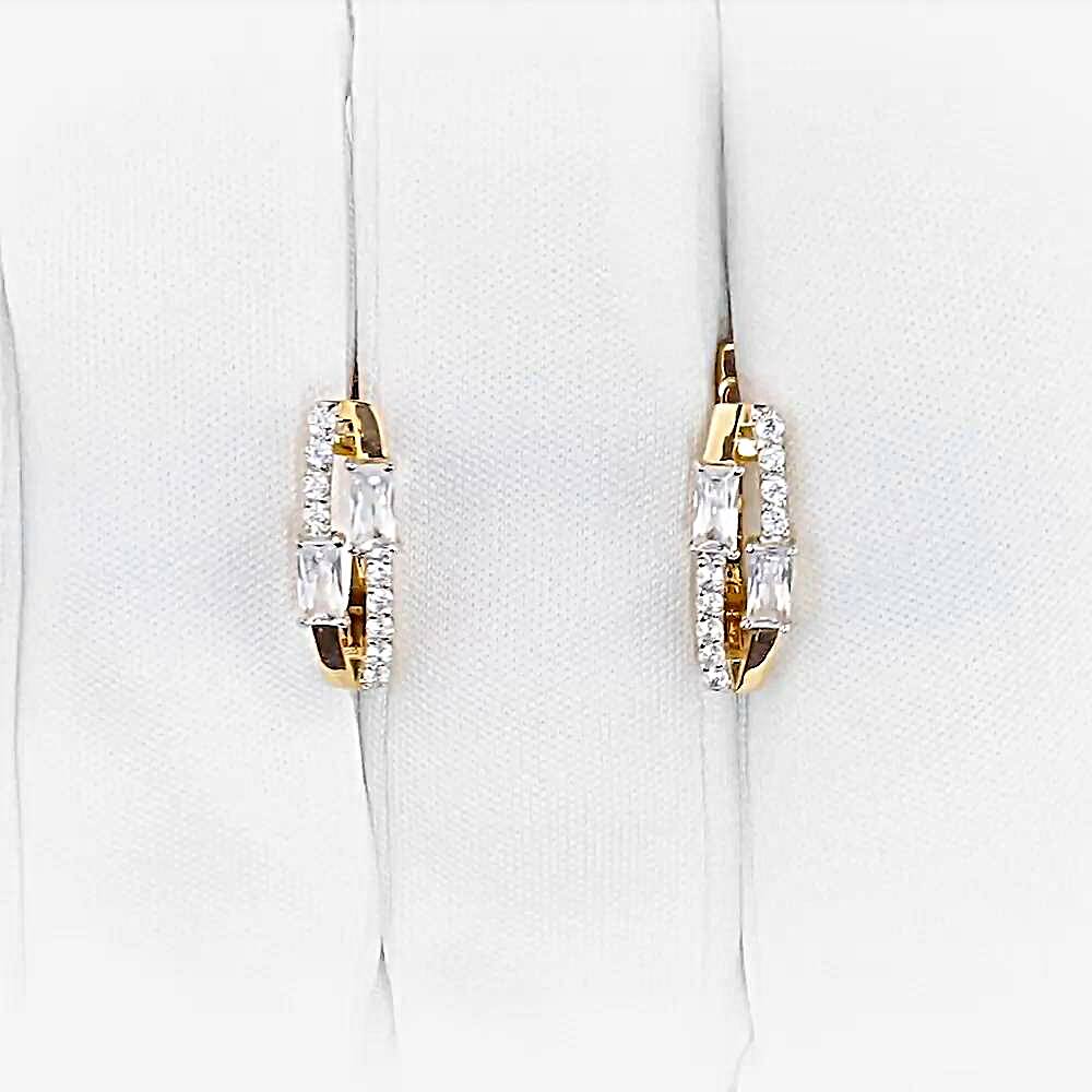 Серьги с фианитами из красного золота 585 пробы 1