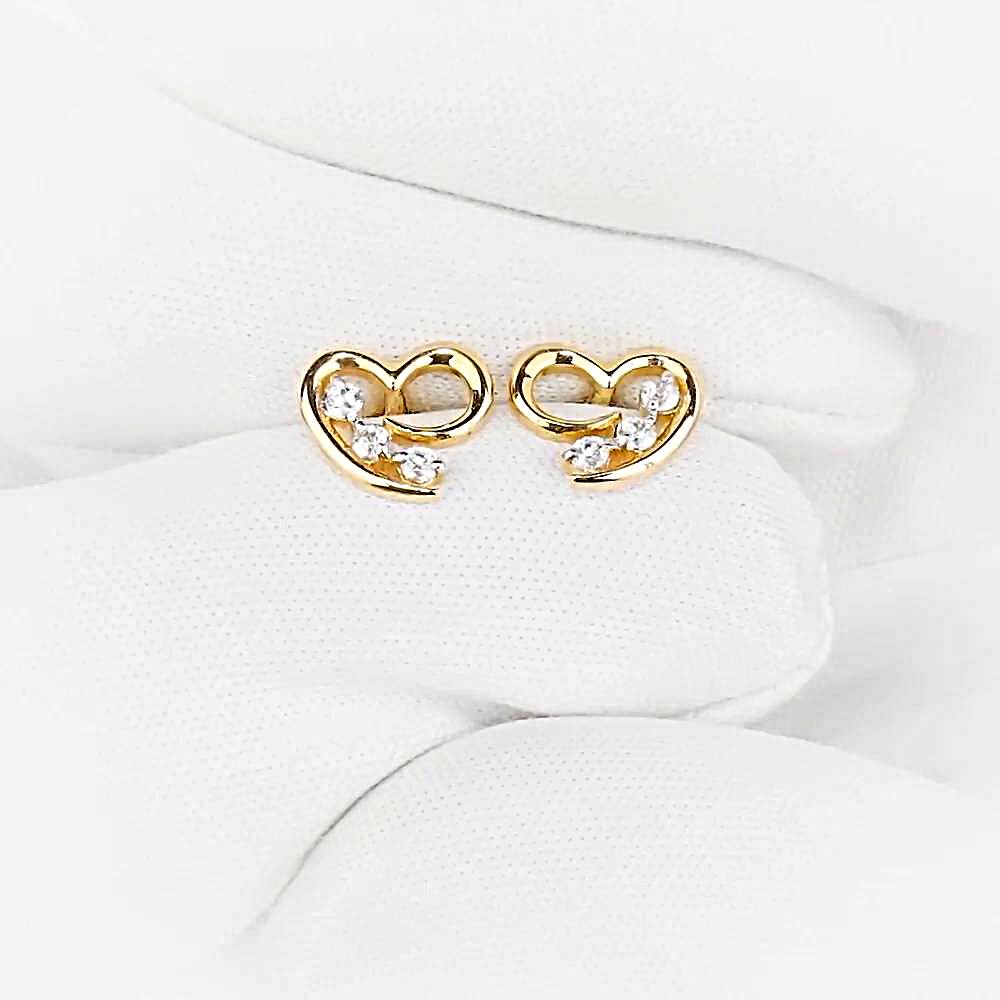 Серьги с фианитами из красного золота 585 пробы 1