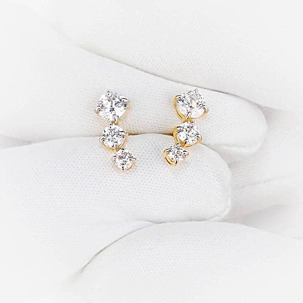 Серьги с фианитами из красного золота 585 пробы 1