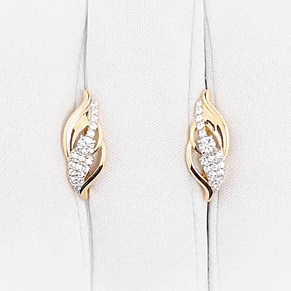 Серьги с фианитами из красного золота 585 пробы 1