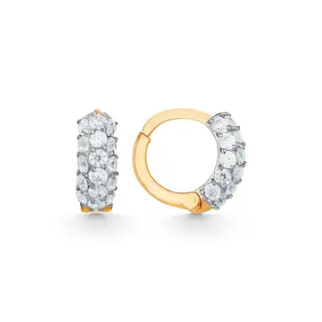 Серьги конго с фианитами из красного золота 585 пробы