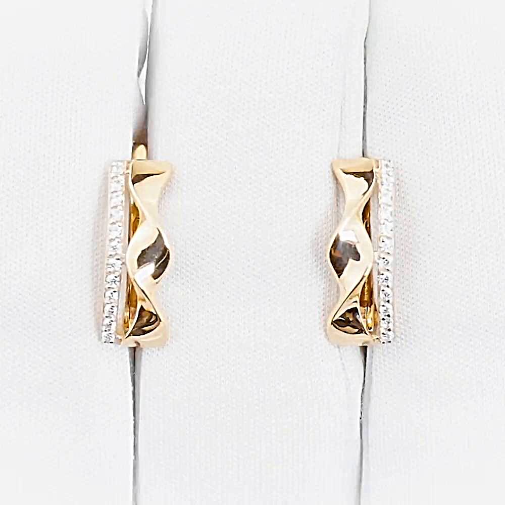 Серьги с фианитами из красного золота 585 пробы