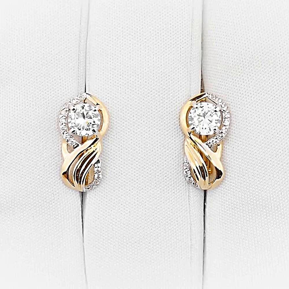 Серьги с фианитами из красного золота 585 пробы