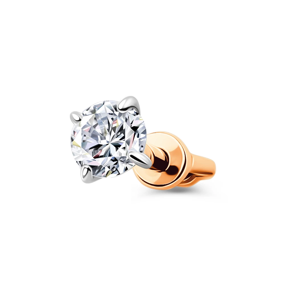 Серьга с фианитом из красного золота 375 пробы