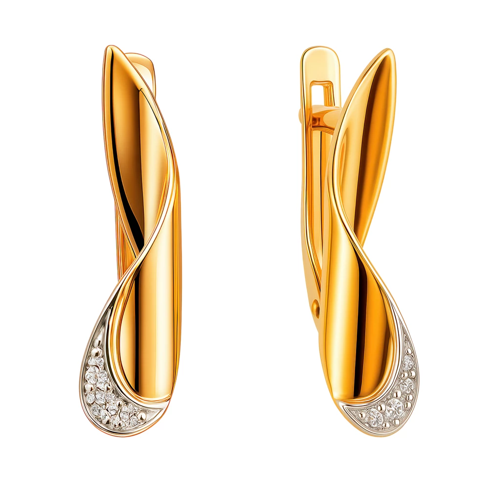 Серьги с фианитами из красного золота 375 пробы Серьги с фианитами из красного золота 375 пробы