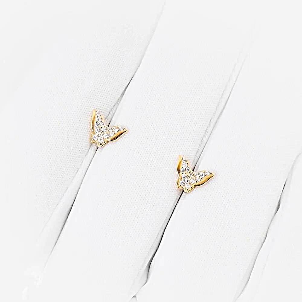 Серьги  Бабочка с фианитами из красного золота 585 пробы 1