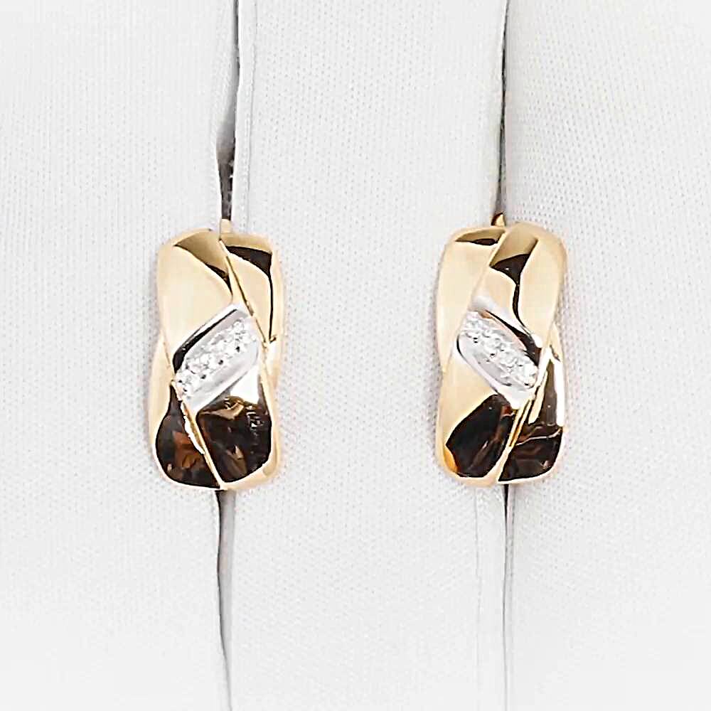 Серьги с фианитами из красного золота 585 пробы