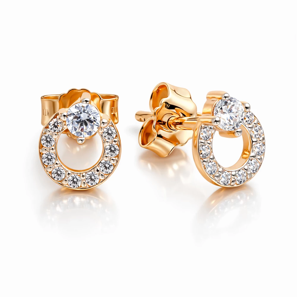 Серьги с фианитами из красного золота 375 пробы