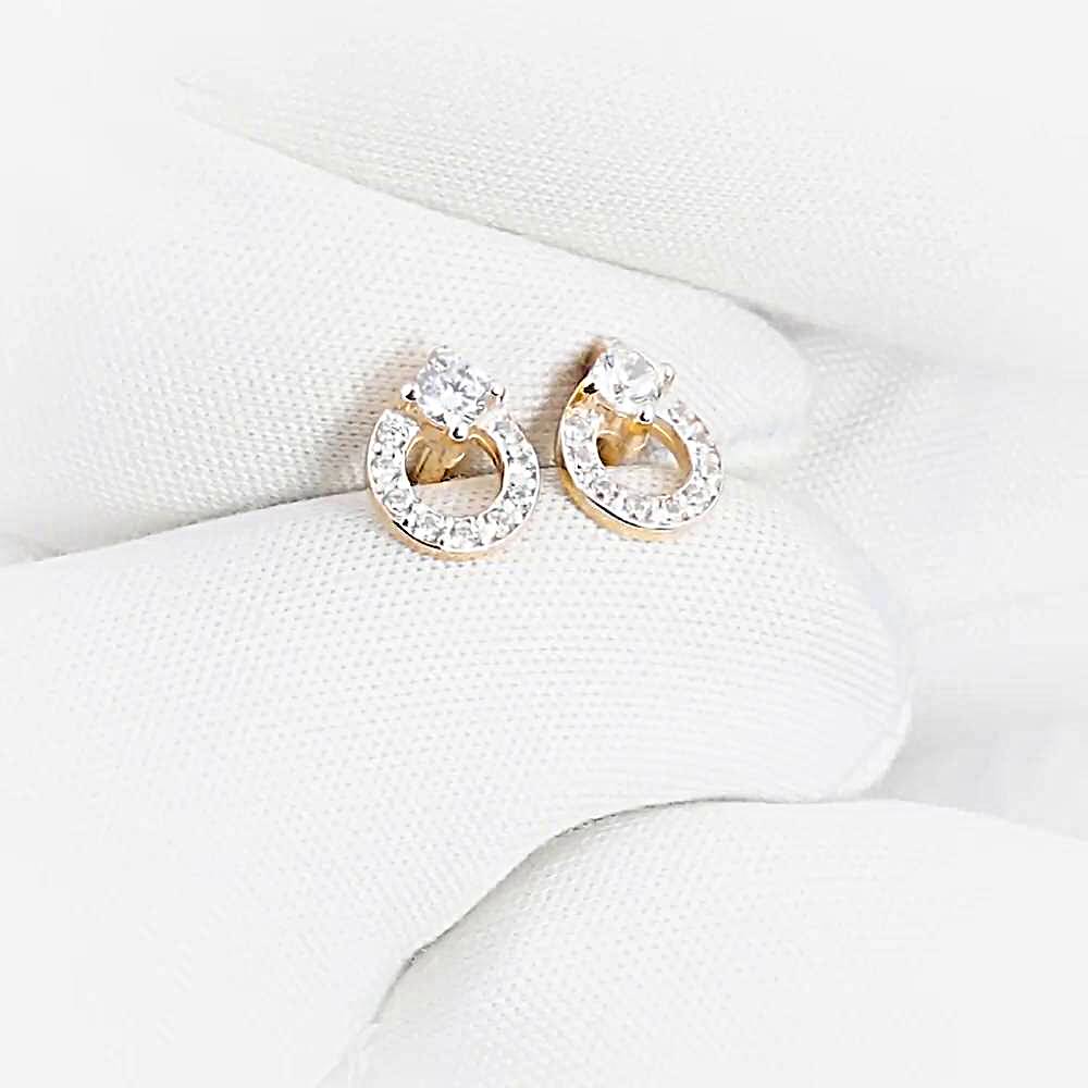 Серьги с фианитами из красного золота 375 пробы