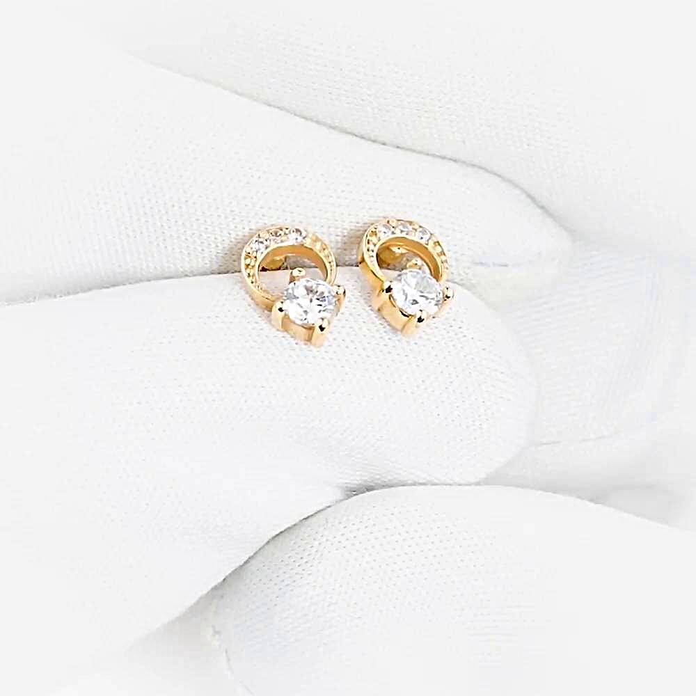 Серьги с фианитами из красного золота 585 пробы 1