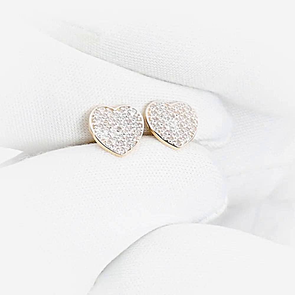 Серьги с фианитами из красного золота 375 пробы