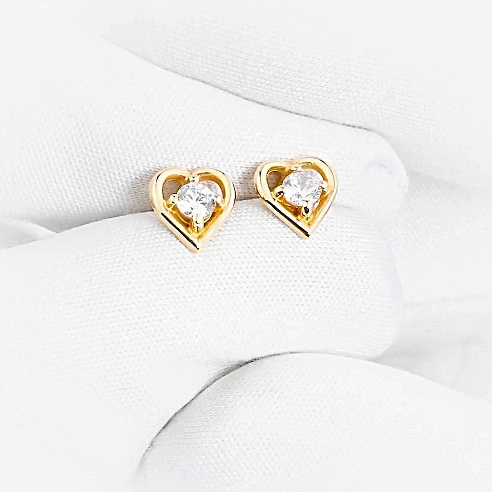 Серьги с фианитами из красного золота 585 пробы 1