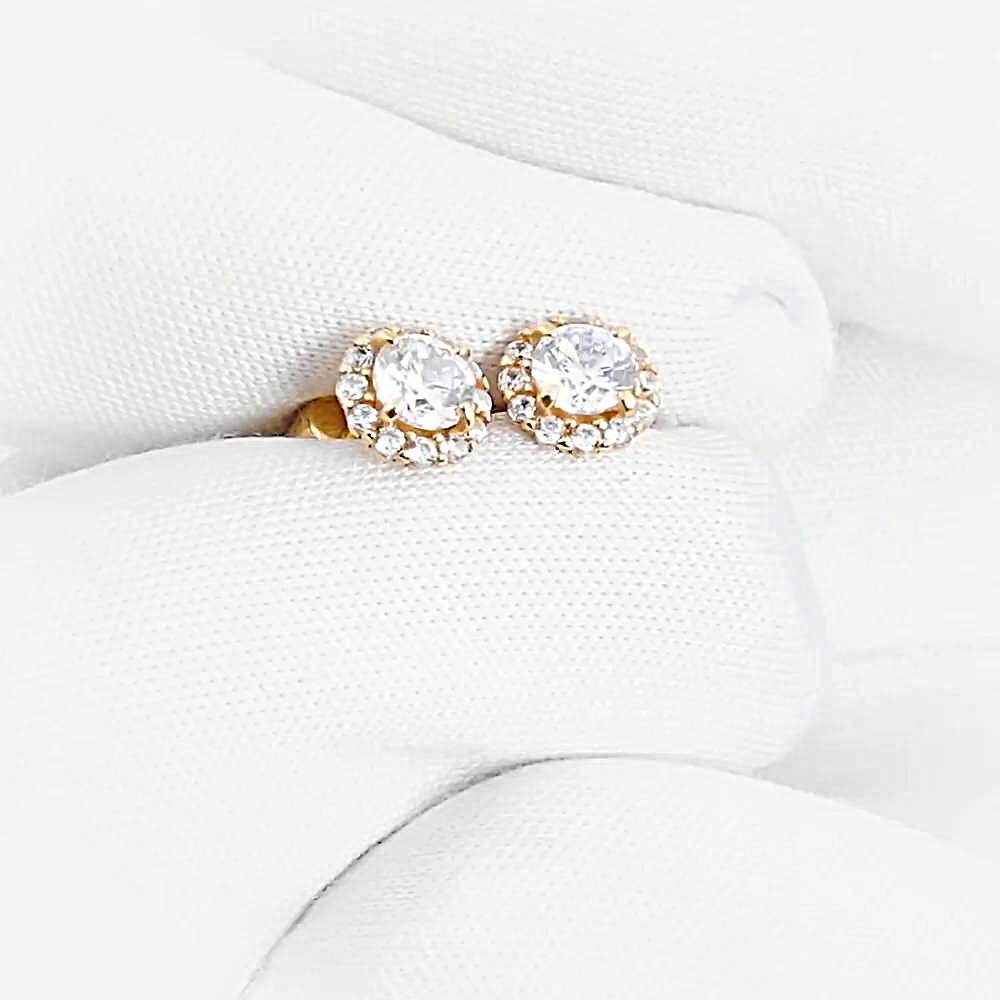 Серьги с фианитами из красного золота 585 пробы 1