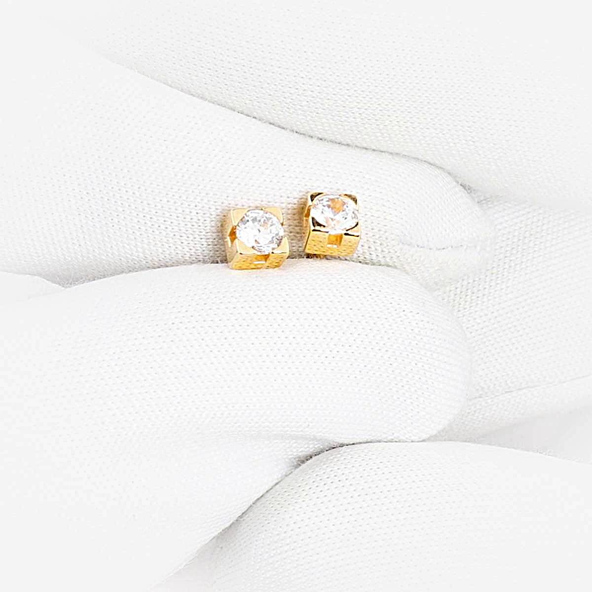 Серьги с фианитами из красного золота 585 пробы 1