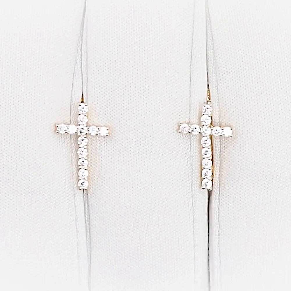 Серьги с фианитами из красного золота 585 пробы 1